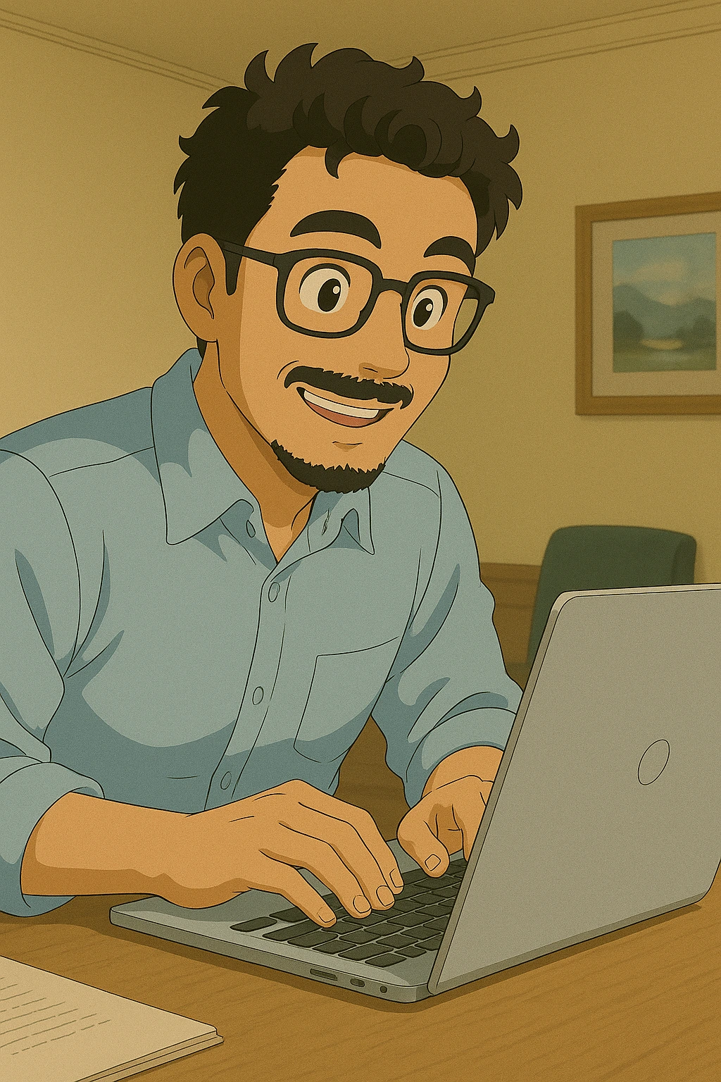 Cesar happy writing